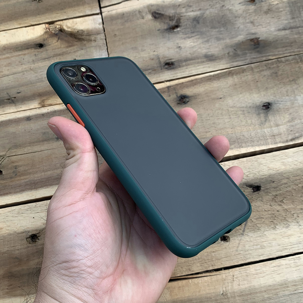 Ốp lưng chống sốc dành cho iPhone 11 Pro Max nút màu cam - Màu xanh đậm