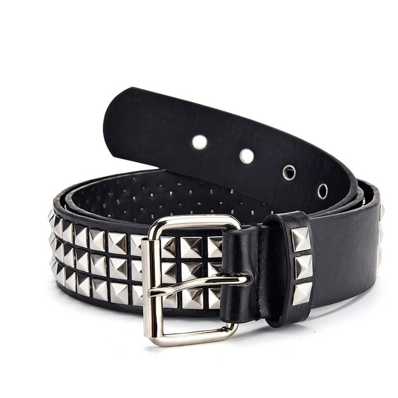 Đính Unisex Dây Da Punk Rock Dây Da Thời Trang Đinh Tán Dây Dành Cho Nữ & Nam Khóa Pin Phụ Nữ Dây Đen Ceinture Femme thắt Lưng Thời Trang