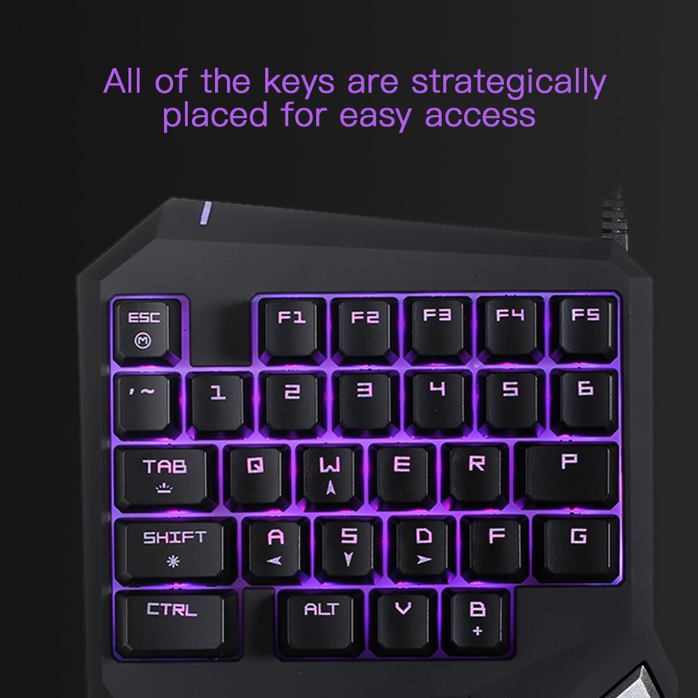 Bàn phím Delux T9 Pro Professional chơi game Esport có dây USB một tay / một tay 29 phím LED Backlit