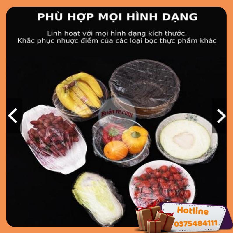 Túi 100 Màng Bọc Thực Phẩm Có Chun Co Dãn Tái Sử Dụng (Gói 100C Kèm Túi Gấu) - Hàng Loại 1