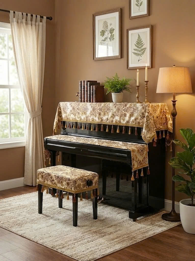 Khăn phủ đàn piano cơ đàn piano điện tử 88 phím phong cách Châu Âu cổ điển sang trọng chống bụi chống xước - HÀNG CHÍNH HÃNG
