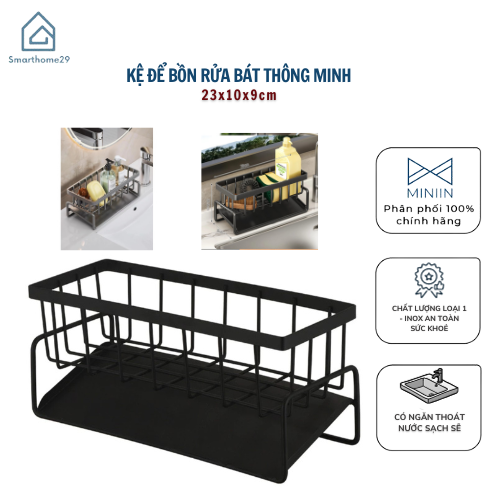 Kệ Để Đồ Rửa Chén Bát Cao Cấp Thép Carbon Dày Dặn Phủ Sơn Tĩnh Điện Chống Rỉ Sét, Chắc Chắn Có Giá Nghiêng Thoát Nước  - HÀNG CHÍNH HÃNG MINIIN