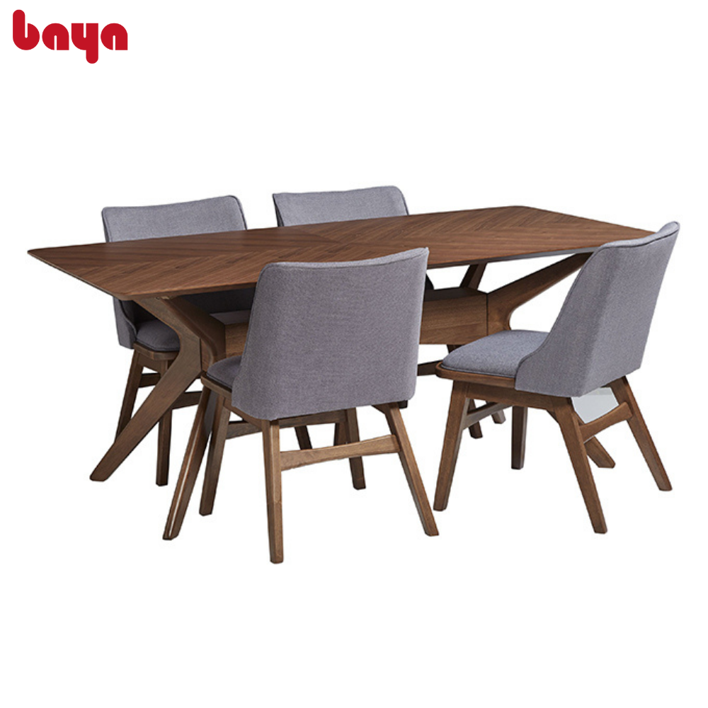 Bàn Ăn BAYA PRINCETON  Làm Từ Gỗ MDF, Gỗ Cao Su Phủ Veneer Sồi Màu Sẫm Đẹp Mắt , Chân Bàn Thiết Kế Lạ Mắt, Độc Đáo 2000101