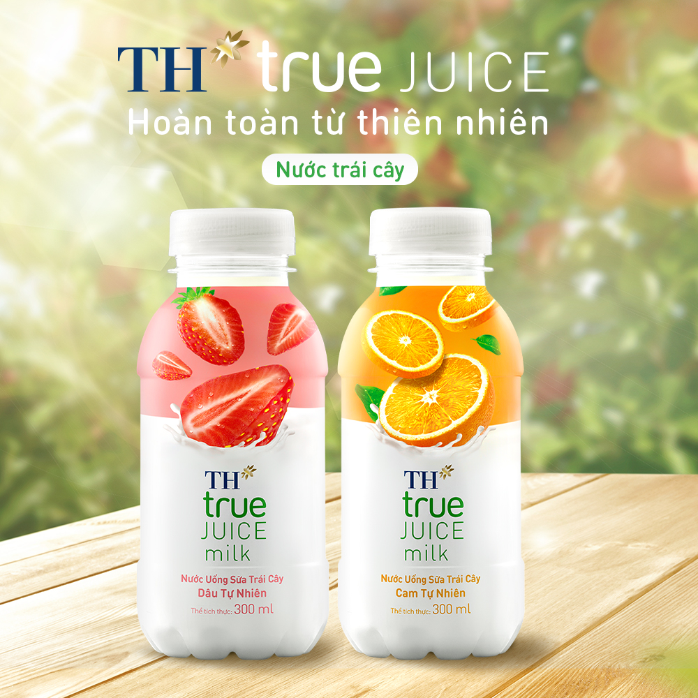 Thùng 12 chai sữa dâu &amp; 12 chai sữa cam tự nhiên TH True Juice Milk 300ml (300ml x 24)