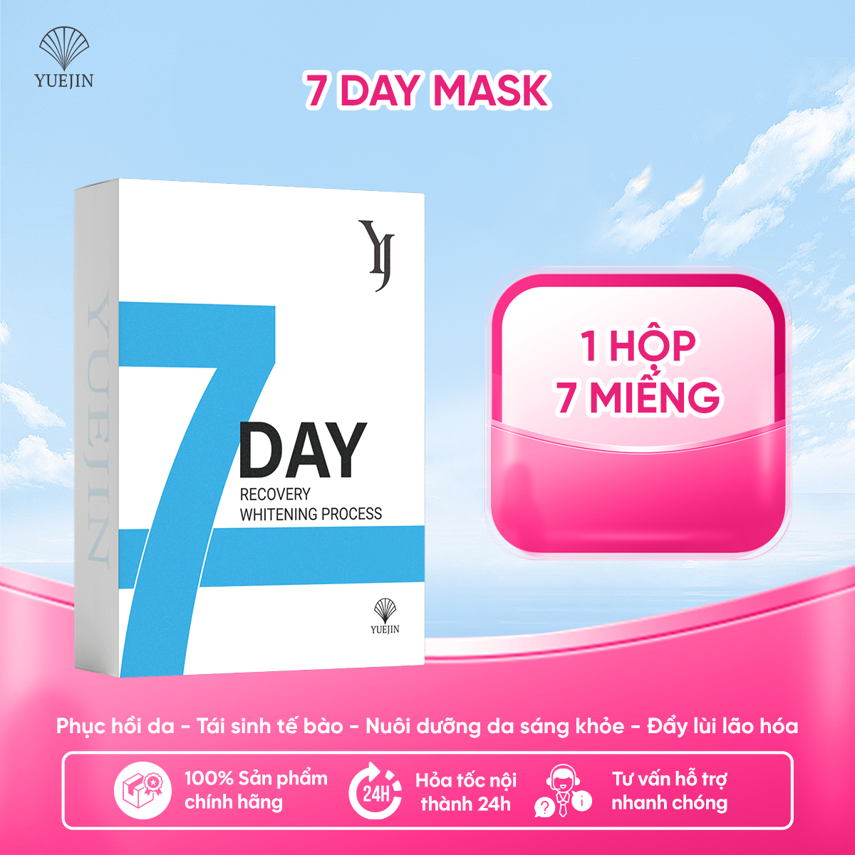 Mặt nạ 7 ngày phục hồi trắng sáng da cùng Yuejin, mặt nạ B5, Liposome PP, Melasma SOS, Exosome