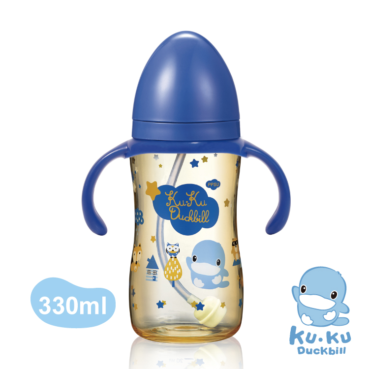 BÌNH SỮA CỔ RỘNG NHỰA PPSU CÓ TAY CẦM KUKU KU5867 - 330ML