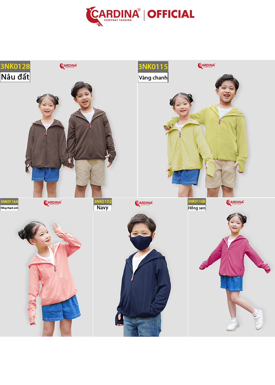 Áo Chống Nắng Trẻ Em CARDINA 1 Lớp Chất Thun Lạnh  Aircool Nhật Bản Cao Cấp Chống Tia UV 3NK01