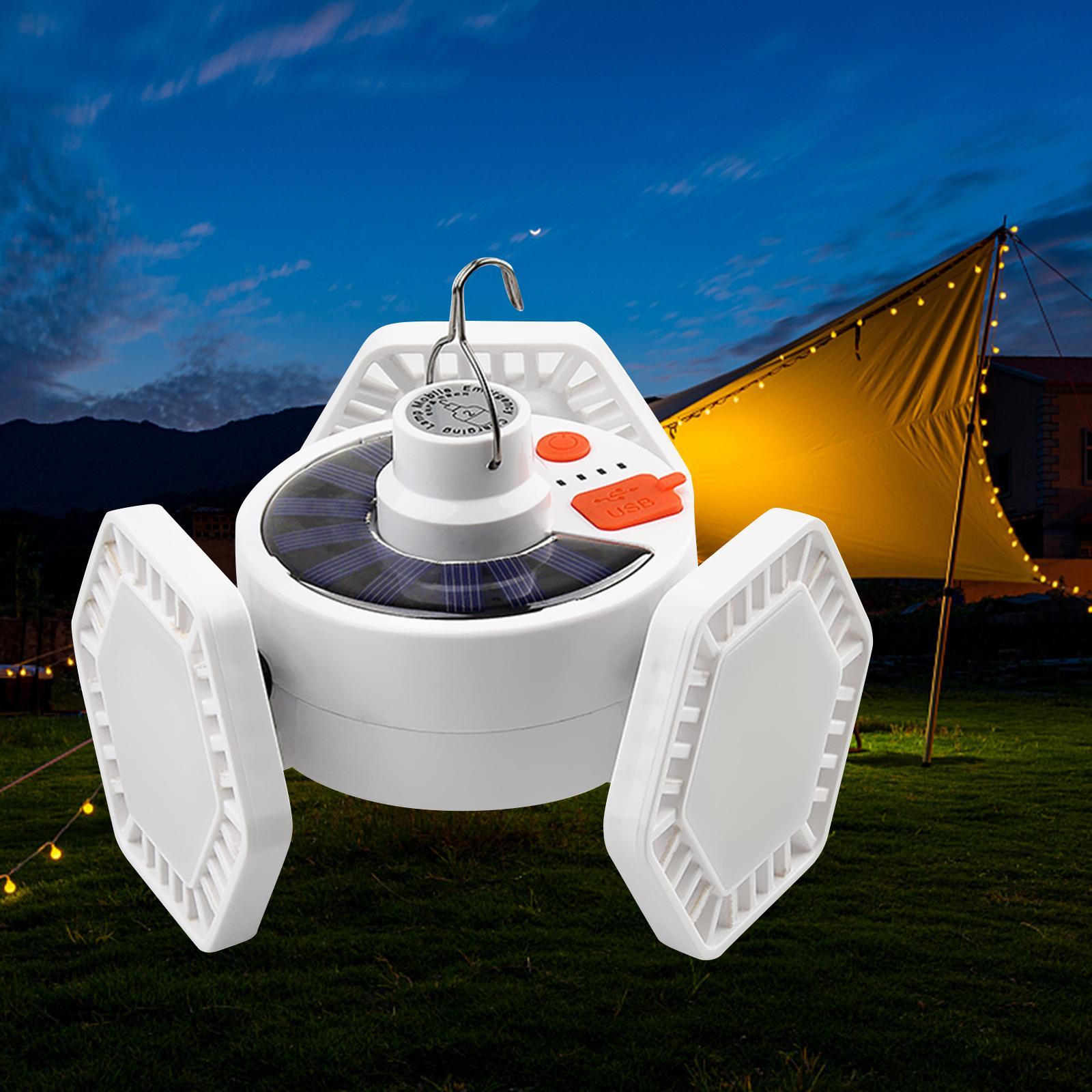 Solar Camping Lantern Light Bulbs LED Folding Portable for Patio Fishing Car