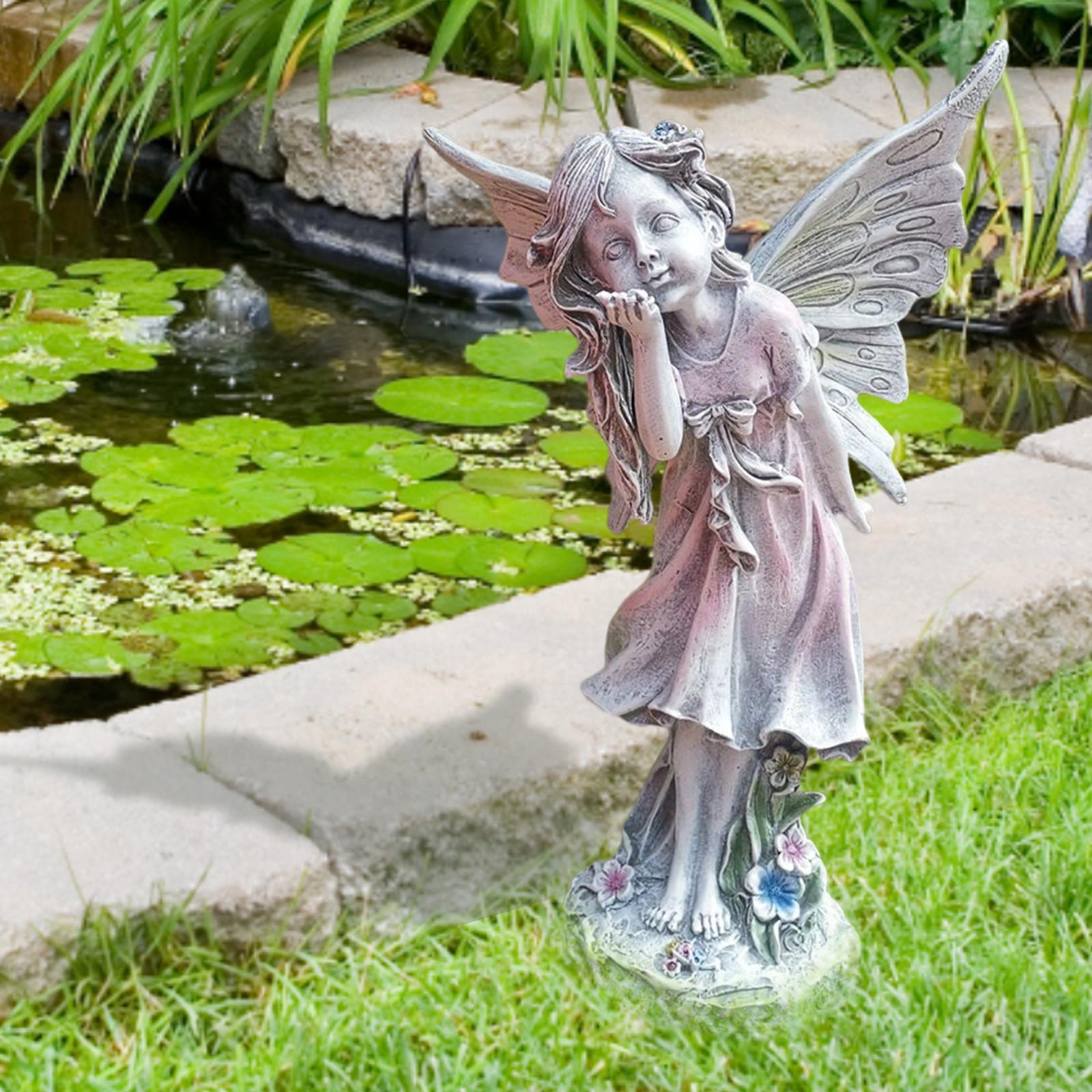 Charming Fairy Statue Figurine Ornament Craft Backyard Resin