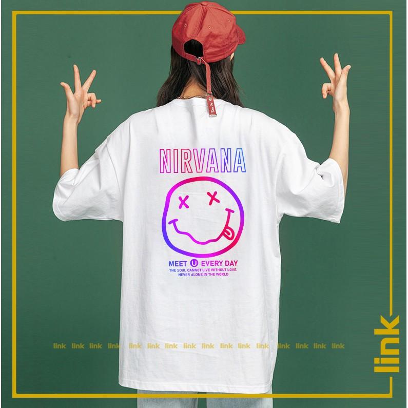 Áo thun phản quang đa sắc MẶT THÈ LƯỠI NIRVANA tay lỡ unisex