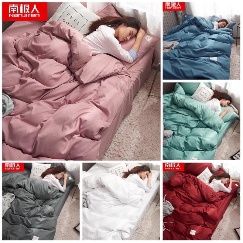 Bộ chăn ga cotton Tici cao cấp trơn 1 màu phong cách Hàn Quốc đủ size