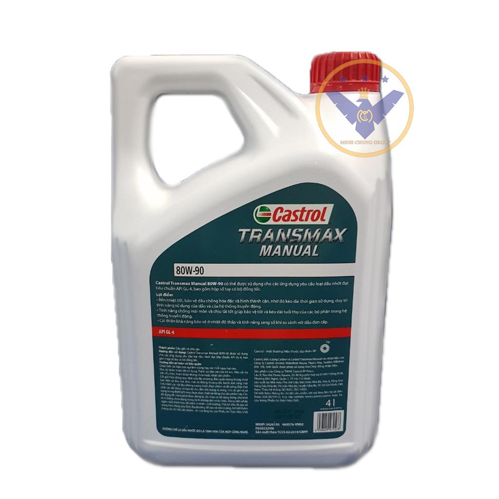 Dầu hộp số tay, dầu cầu xe ô tô Castrol Transmax Manual 80W-90 API GL4 Can 4L