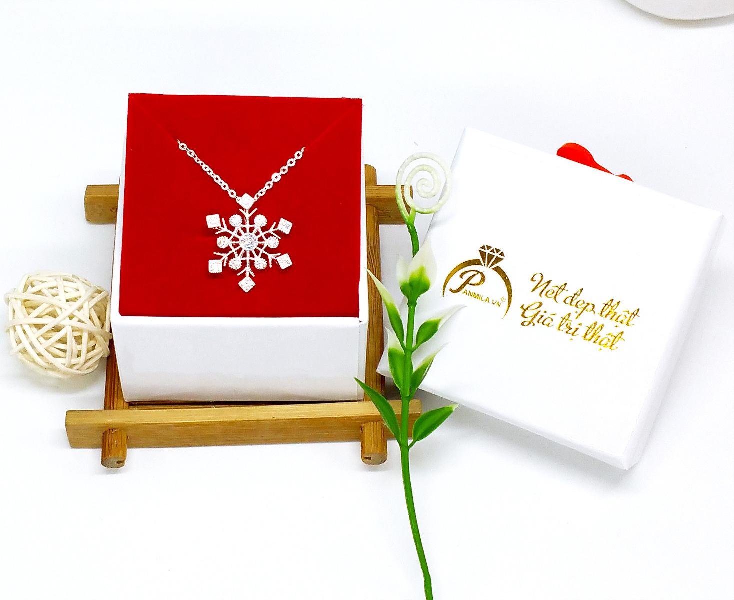 Dây chuyền bạc mặt bông tuyết đính đá -Vòng cổ bạc thời trang - Trang sức bạc Panmila