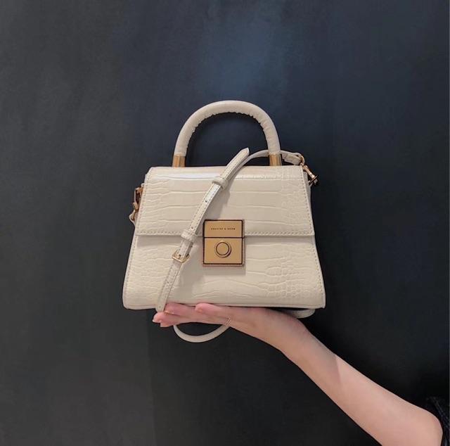 Túi da rắn quai xách khuy tròn size 22cm vỡ hộp