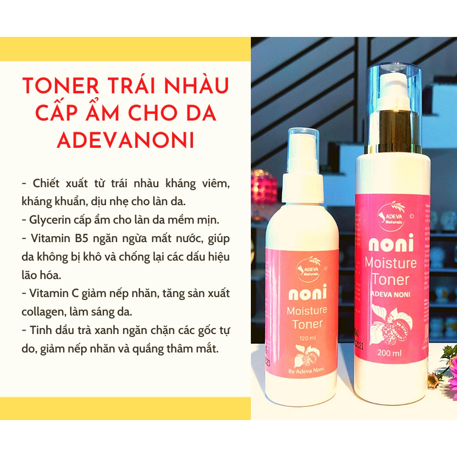 Toner - Nước Cân Bằng Da ADEVA Noni - Xịt khoáng từ trái nhàu hỗ trợ cấp nước, giữ ẩm, làm mềm da, săn chắc làn da bạn. Không cồn, không hương liệu, không paraben