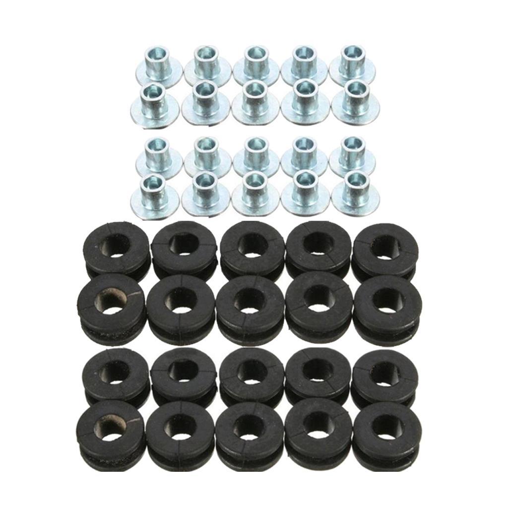 20Pcs Universal Motorcycle Rubber Grommets Bolt Kit for Suzuki Honda