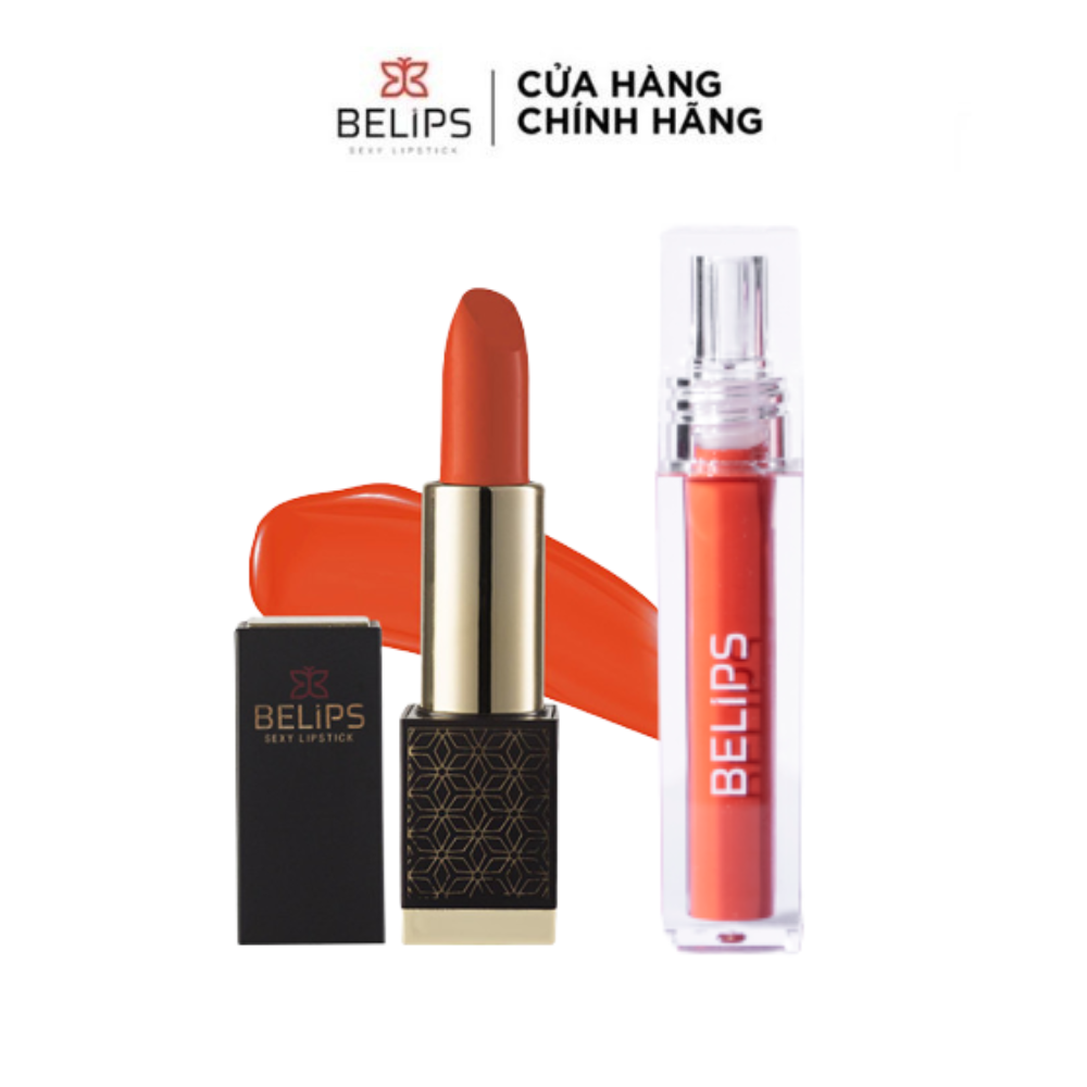 Bộ đôi son thỏi Belips Sexy Lipstick 12 Secret Burnt + son kem lì Belips City At Night C05 Swettie Baby