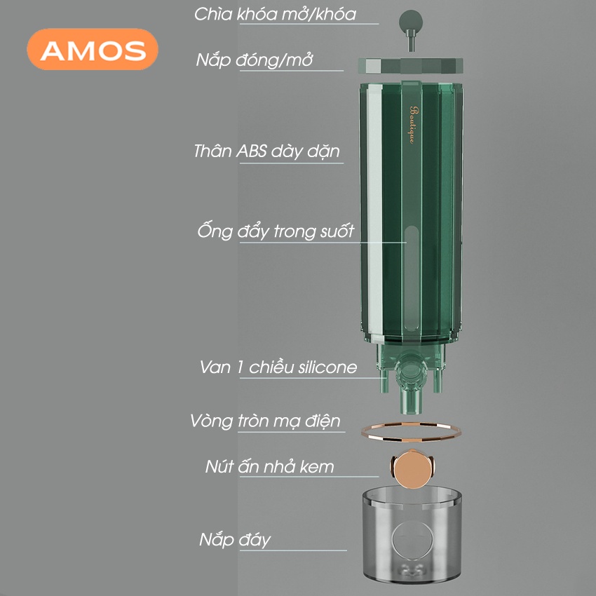 Hộp Đựng Sữa Tắm, Dầu Gội, Nước Rửa Tay... Dung Tích 450ml, Chất Liệu ABS Cao Cấp, Gắn Treo Tường Bằng Miếng Dán Siêu Dính - Bền, Đẹp, Sang Trọng
