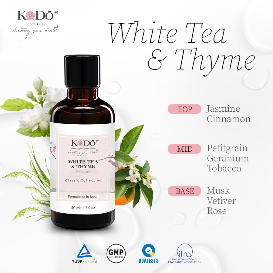 Tinh Dầu Nước Hoa Nguyên Chất Kodo White Tea & Thyme Hương Thơm Quyến Rũ, Ngọt Ngào, Ấm Áp