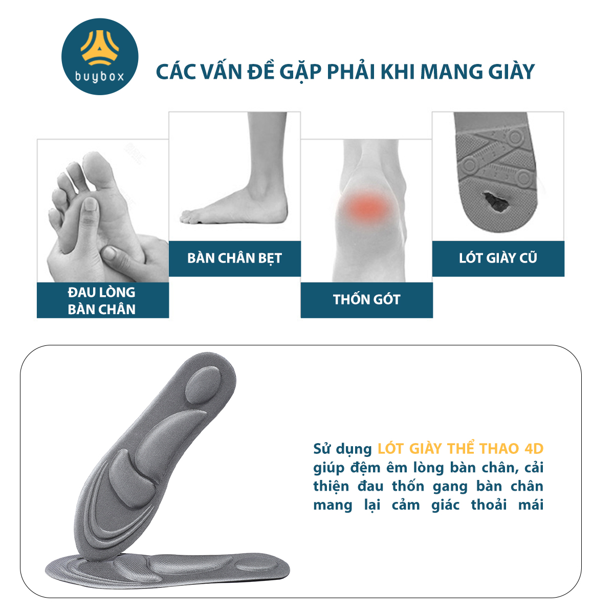 01 cặp lót giày thể thao 4D có gờ chống sốc giảm mỏi gang bàn chân - buybox - BBPK36