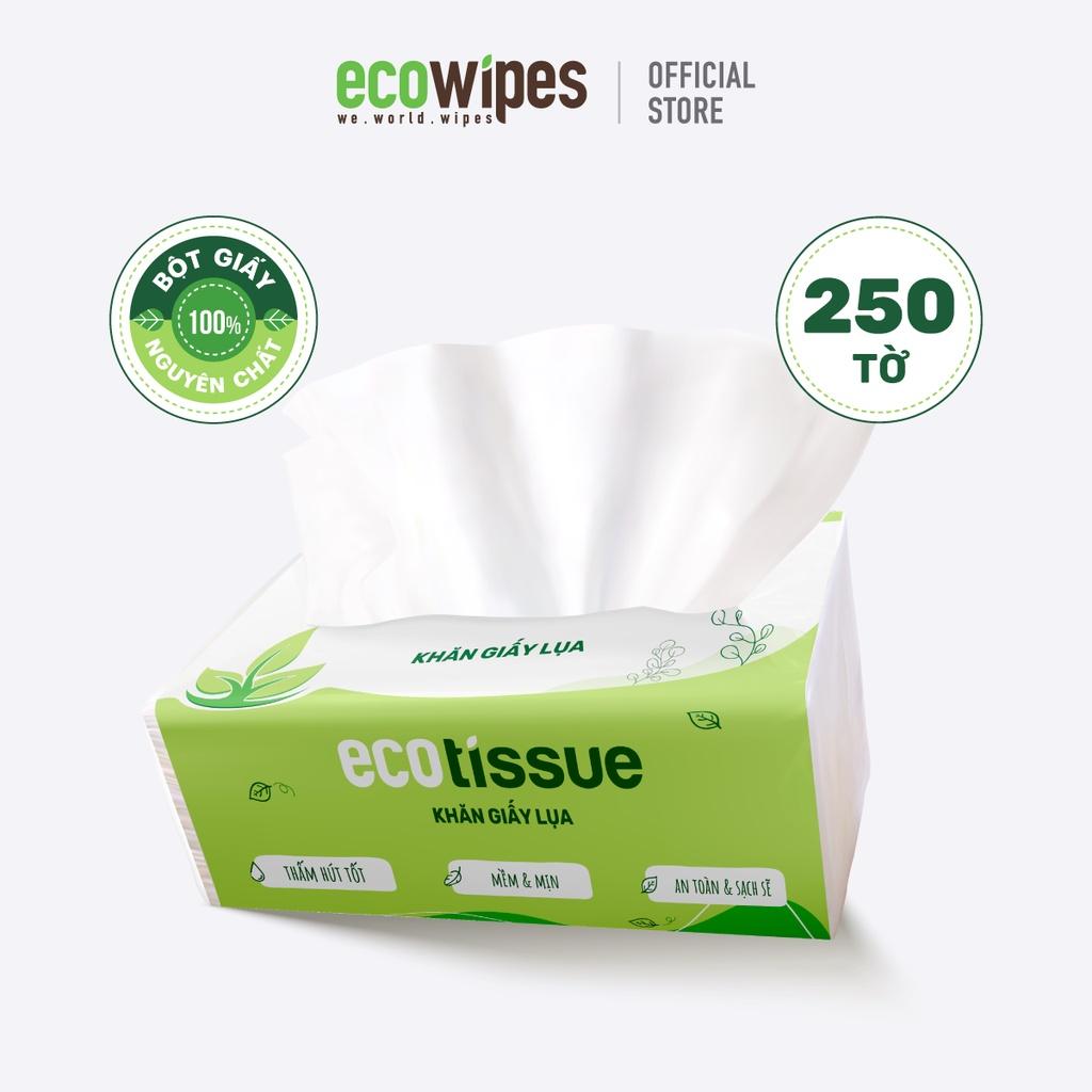 Combo 03 gói khăn giấy lụa khăn giấy ăn rút Ecotissue gói 250 tờ thấm hút tốt mềm mịn an toàn sạch sẽ