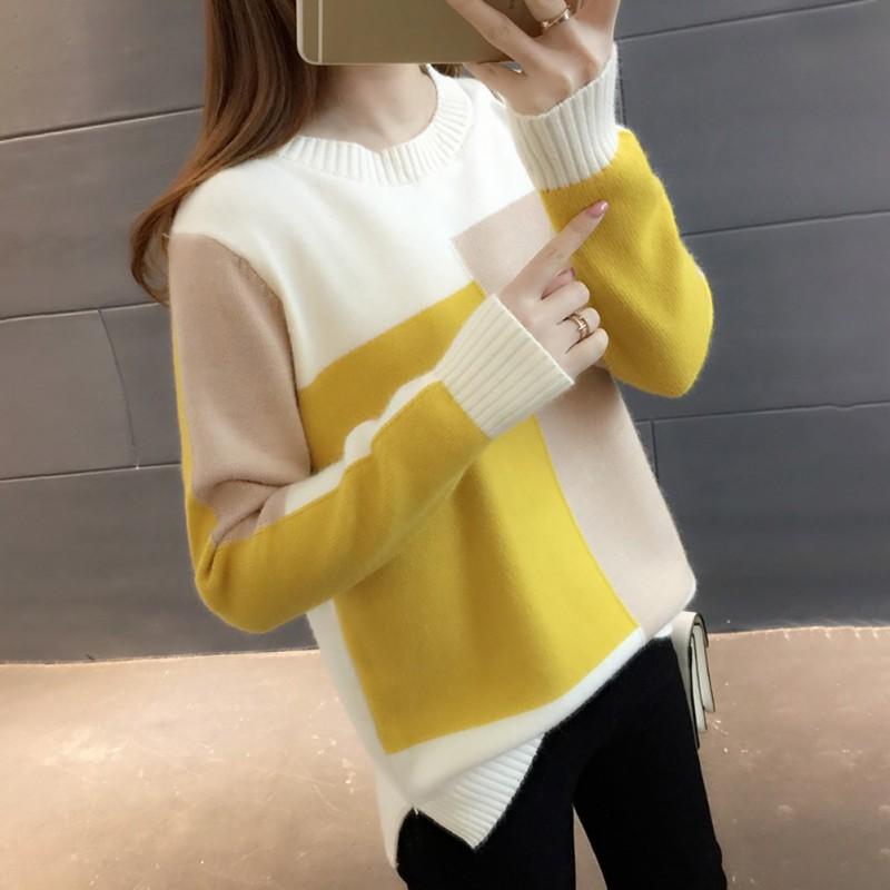 Áo Sweater dệt kim tay dài thiết kế đơn giản hợp thời trang