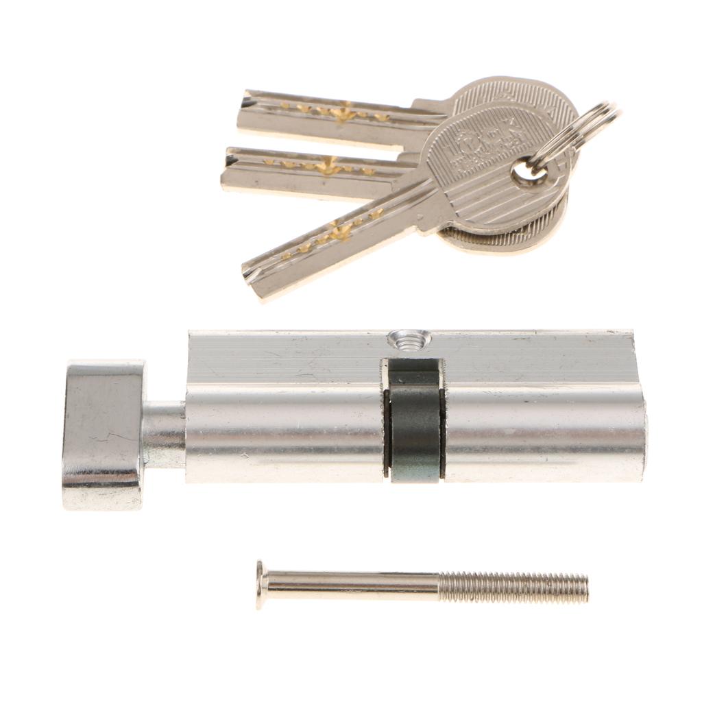 Home 3.35'' Length Silver Tone Aluminum Anti-theft Security Door Lock Core With 3 Keys