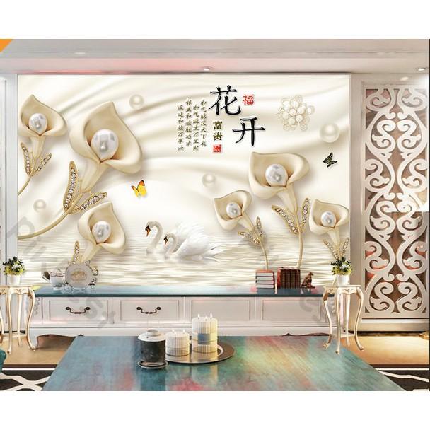 Tranh dán tường Tranh hoa trang sức sang trọng, tranh dán tường 3d hiện đại MS1190577