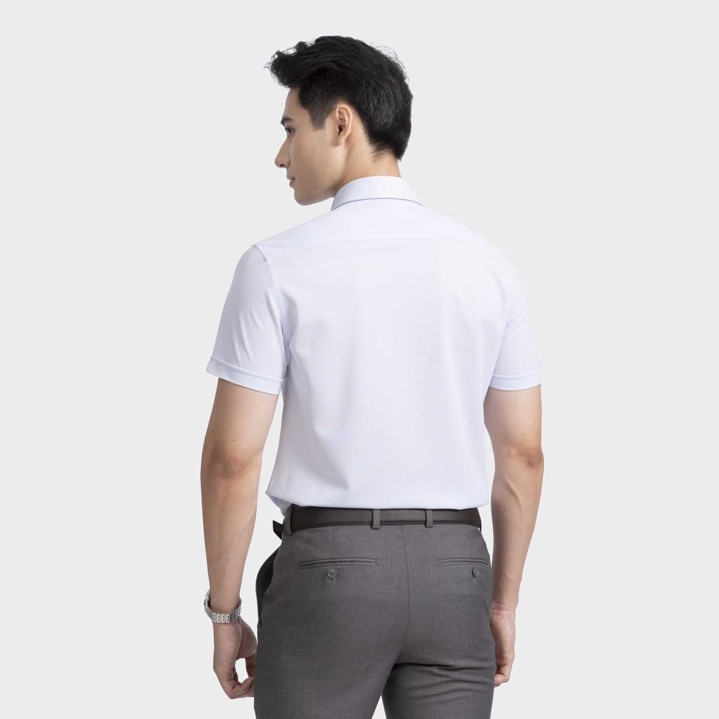 (Mẫu mới) Áo sơ mi nam ngắn tay ARISTINO họa tiết trắng dệt dobby xanh tinh tế, lịch lãm - 1SS123S2