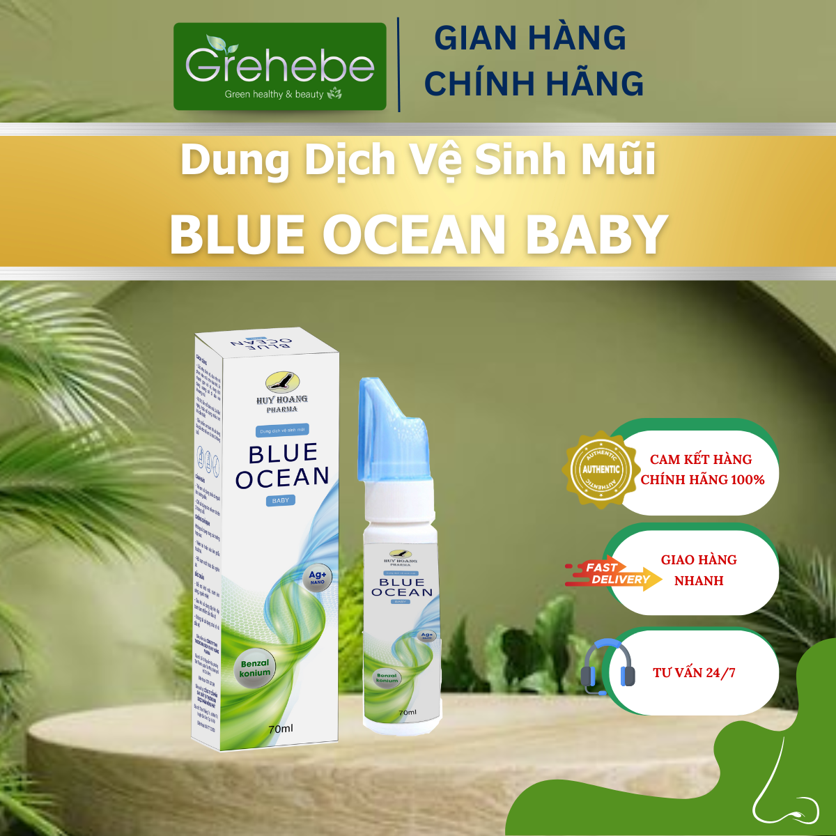 BLUE OCEAN BABY – Dung dịch xịt mũi hỗ trợ kháng khuẩn cho Bé (Chai 70ml)