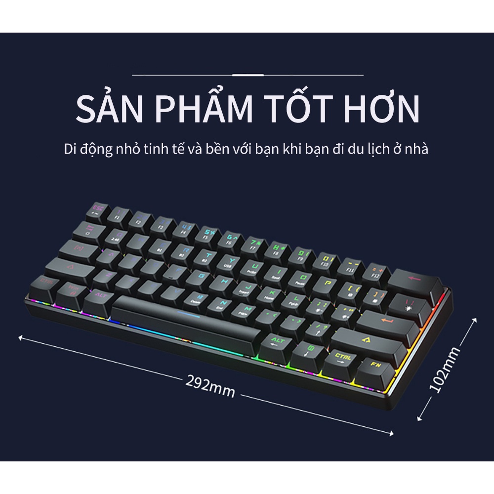 [HÀNG CHÍNH HÃNG GOOJODOQ] Bàn phím Không Dây Bluetooth 61 Phím RGB 3 Chế Độ Hotswap Bàn phím cơ