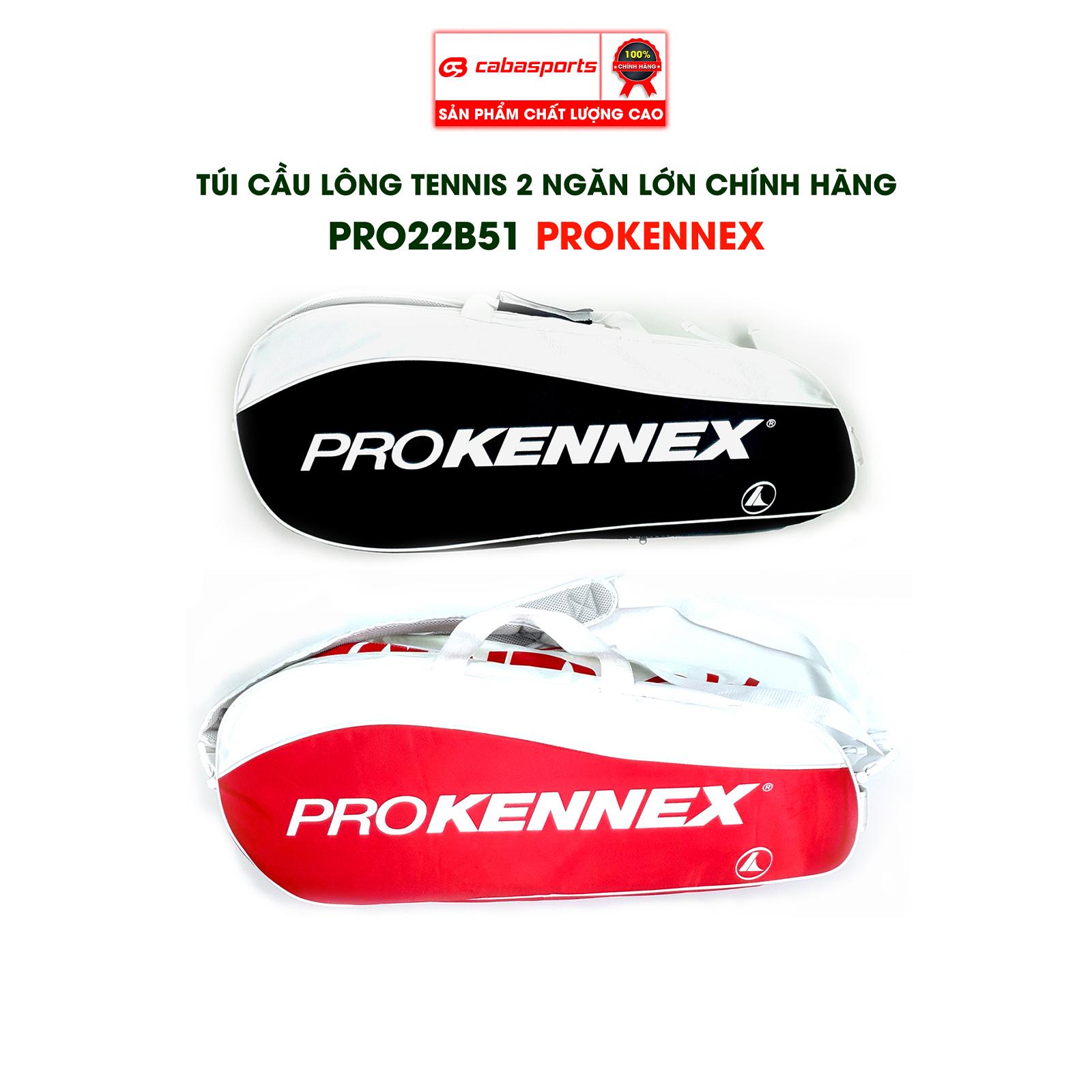 Túi Vợt Cầu Lông Chính Hãng Thể Thao 2 Ngăn Lớn Prokennex Pro22B51 - Trắng Đen
