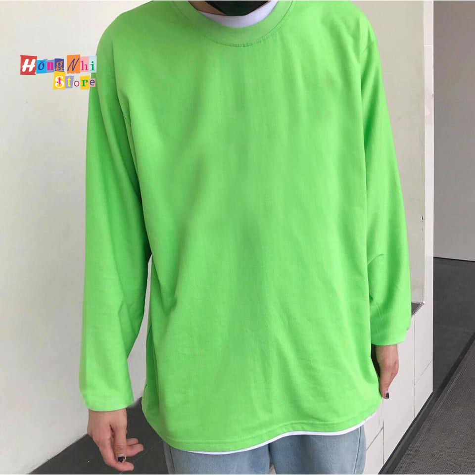 Áo Thun Tay Dài Trơn Dáng Rộng Màu Xanh Lá Long Tee Green Unisex - MM