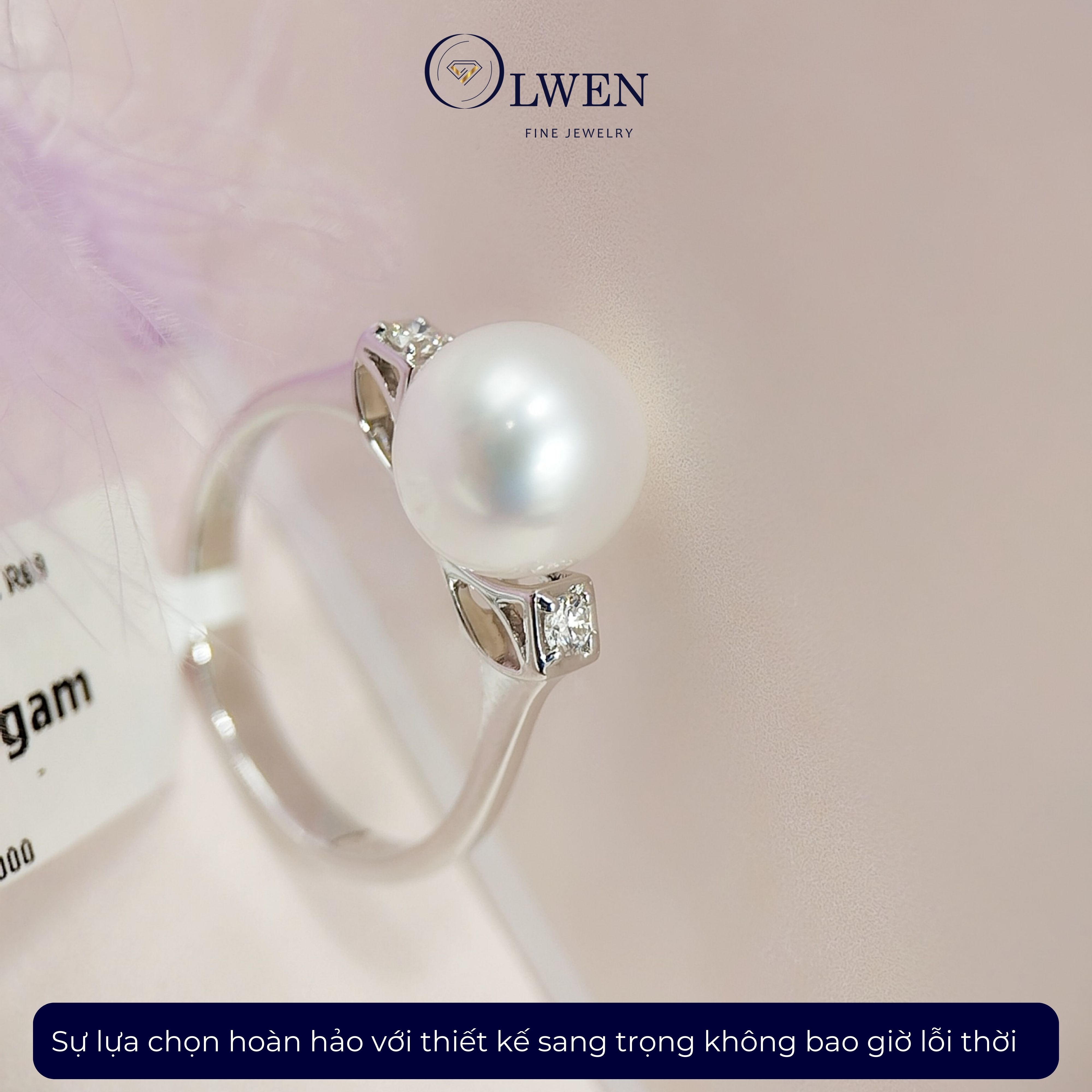 Nhẫn Ngọc Trai Kim Cương 18K HK Olwen HA-R000069