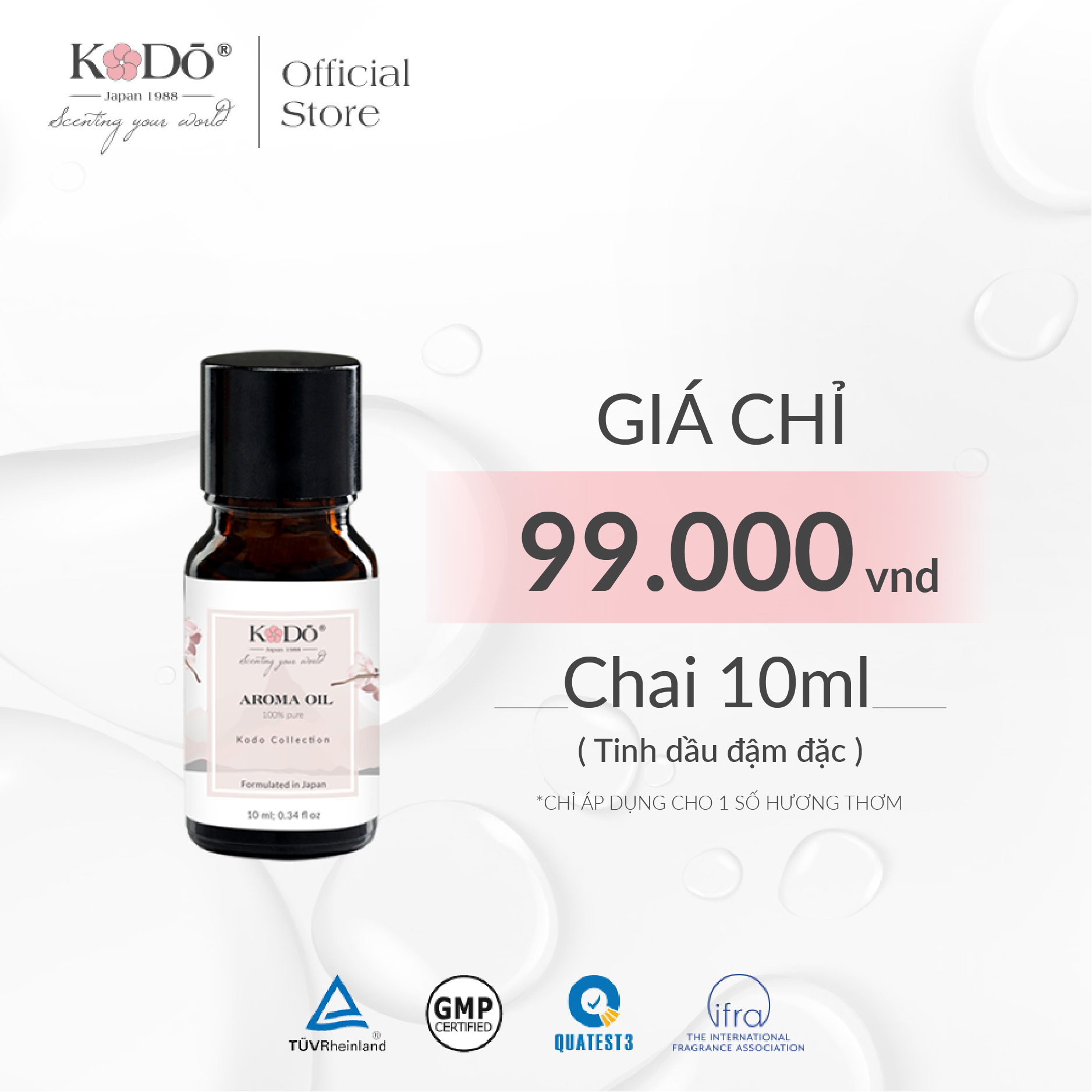 Tinh Dầu Nước Hoa Thiên Nhiên Nguyên Chất KODO 10ml Lưu Hương 3-5 Tiếng