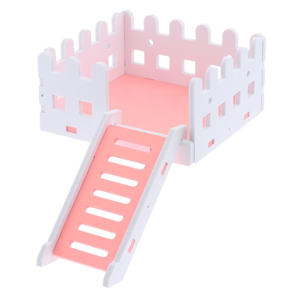 Wooden Hamster House Hideout Hideaway Exercise Toys for Rat Mouse pink