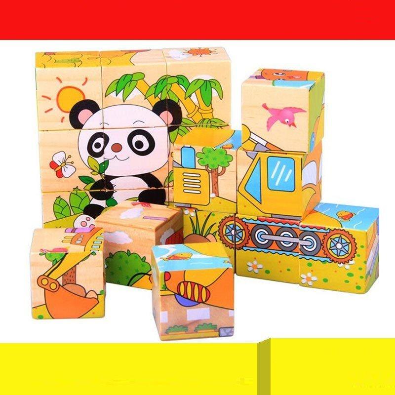 Đồ chơi xếp hình lắp giáp hình khối 6 mặt 9 chi tiết bằng gỗ