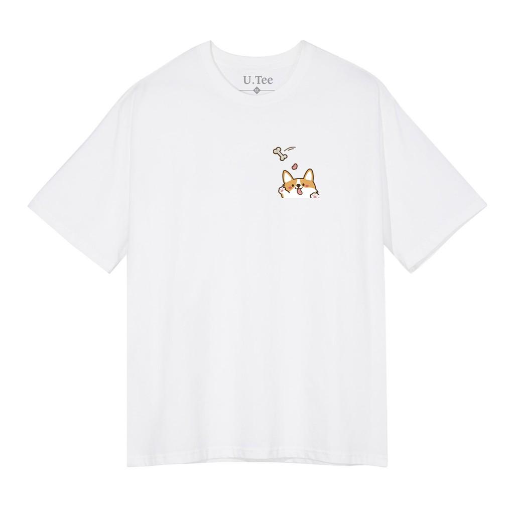 Áo Thun Unisex Tay Lỡ Form Rộng - Hình Chó Corgi Cực Cute