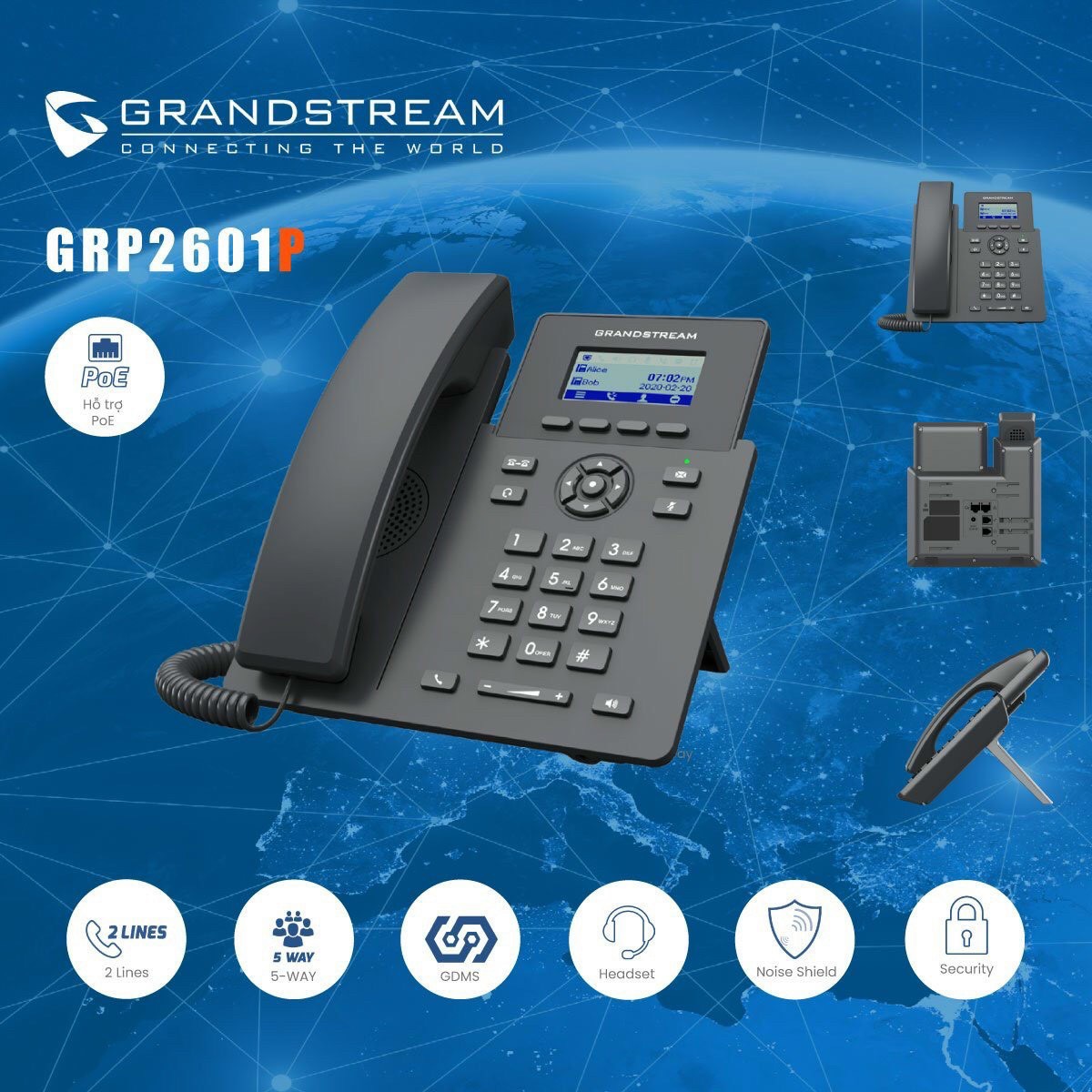 Điện thoại IP Grandstream GRP 2601P hàng chính hãng