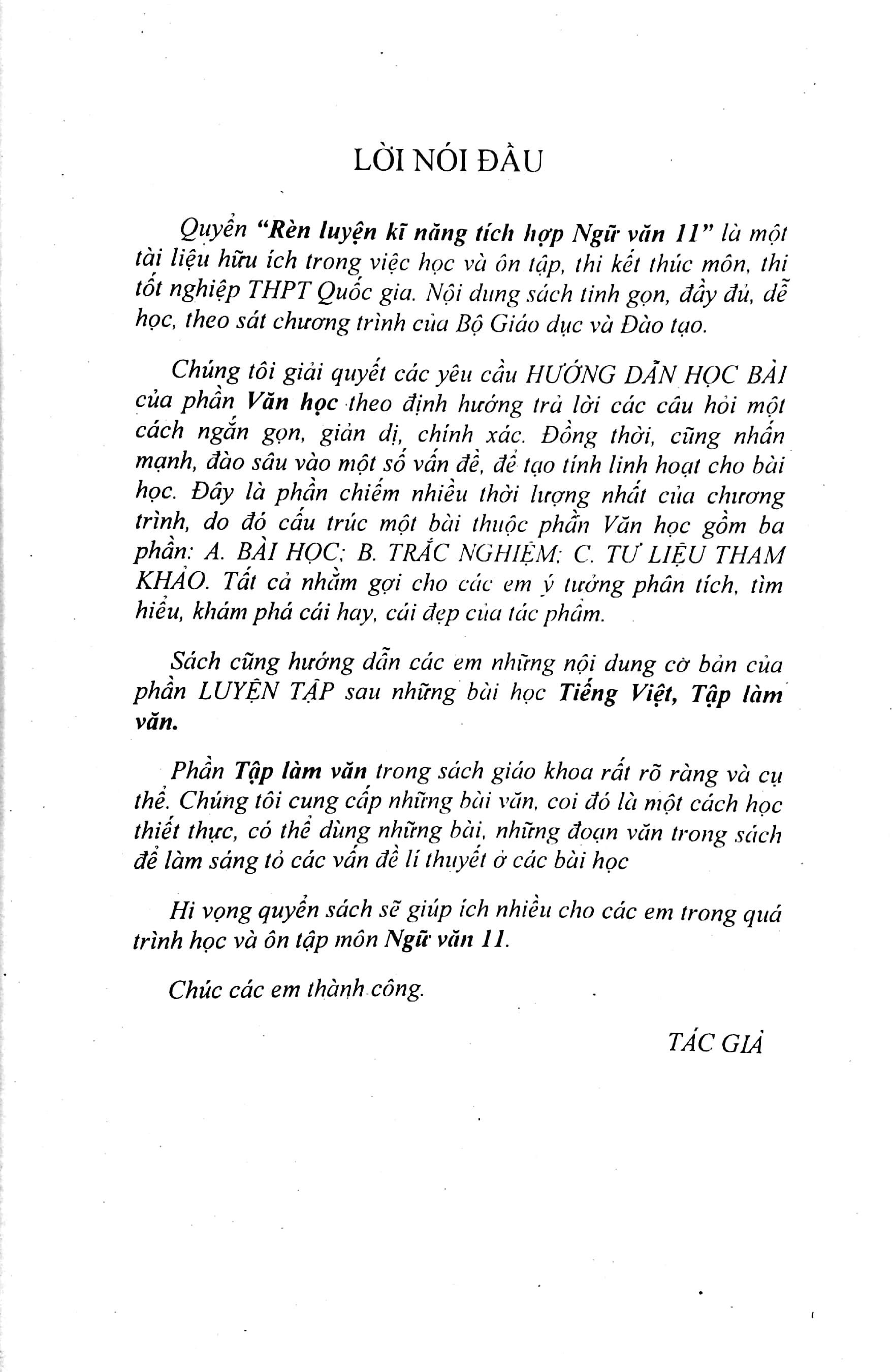 Rèn Luyện Kĩ Năng Tích Hợp Ngữ Văn 11 (Tóm Tắt Kiến Thức Ôn Tập Thi Tốt Nghiệp THPT Quốc Gia)