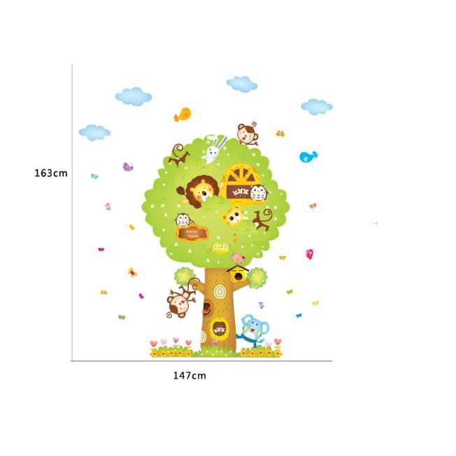 Decal trang trí cây xanh và thú xinh size lớn