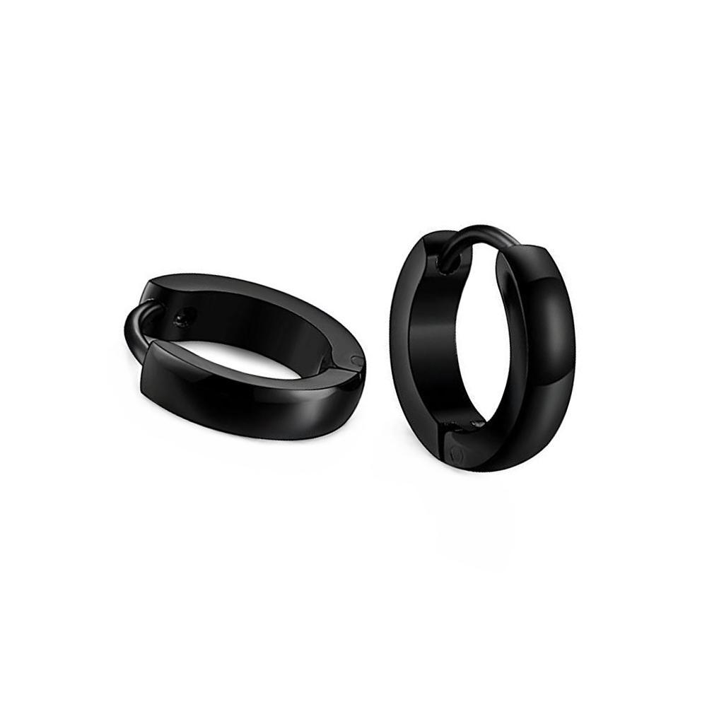 316L Stainless Steel Men Women Hoop Earrings Huggie Ear Clip Piercing Black