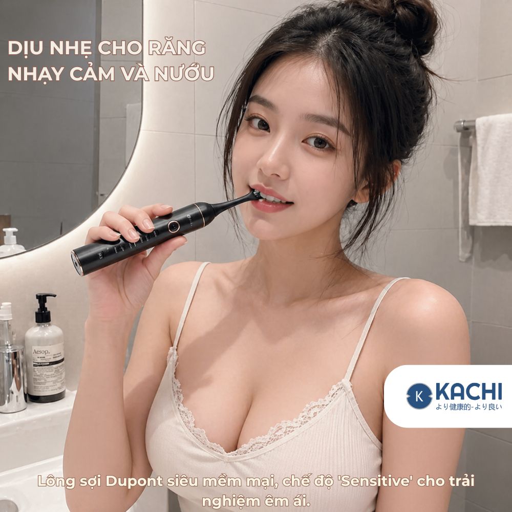 Bàn chải điện Kachi MK455 rung sóng âm dòng cao cấp - hàng chính hãng