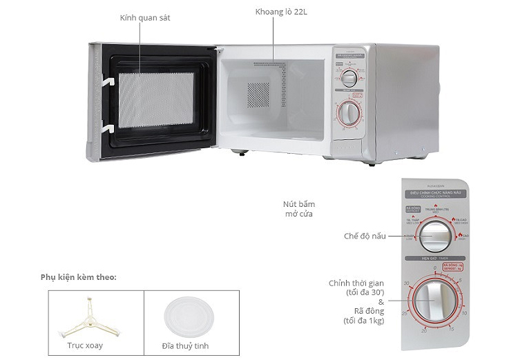 Lò Vi Sóng Cơ Sharp R-21A1(S)VN - 22L - Hàng chính hãng
