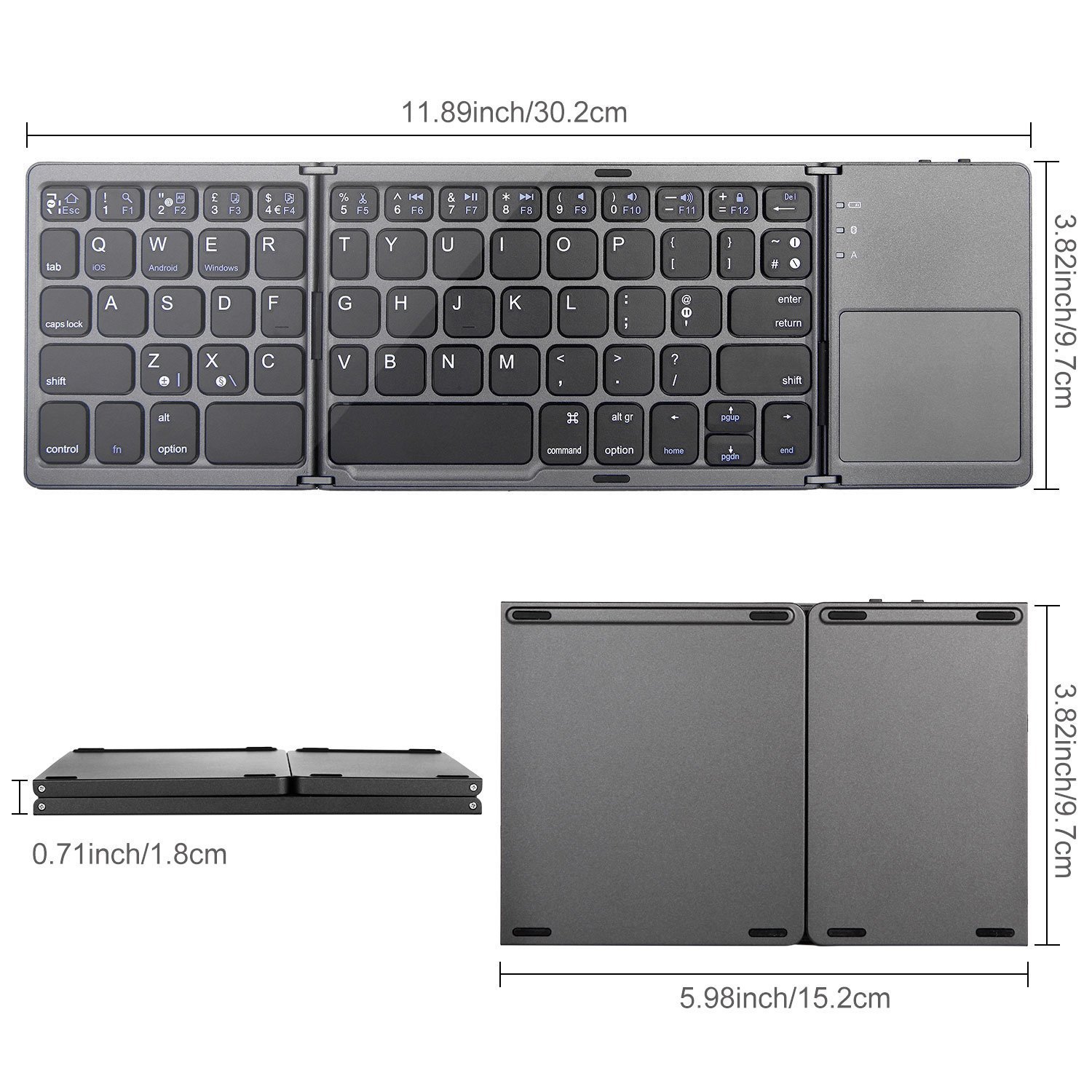 Bàn Phím Mini Keyboard gấp Gọn Bluetooth Kèm Touchpad - bàn phím gấp gọn