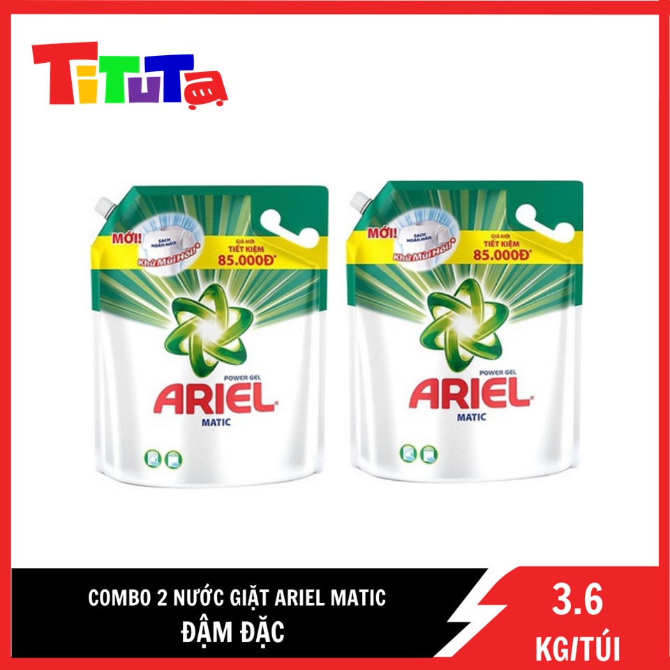 Combo 2 Nước Giặt Ariel Matic Đậm Đặc (3.6Kg/ Túi)