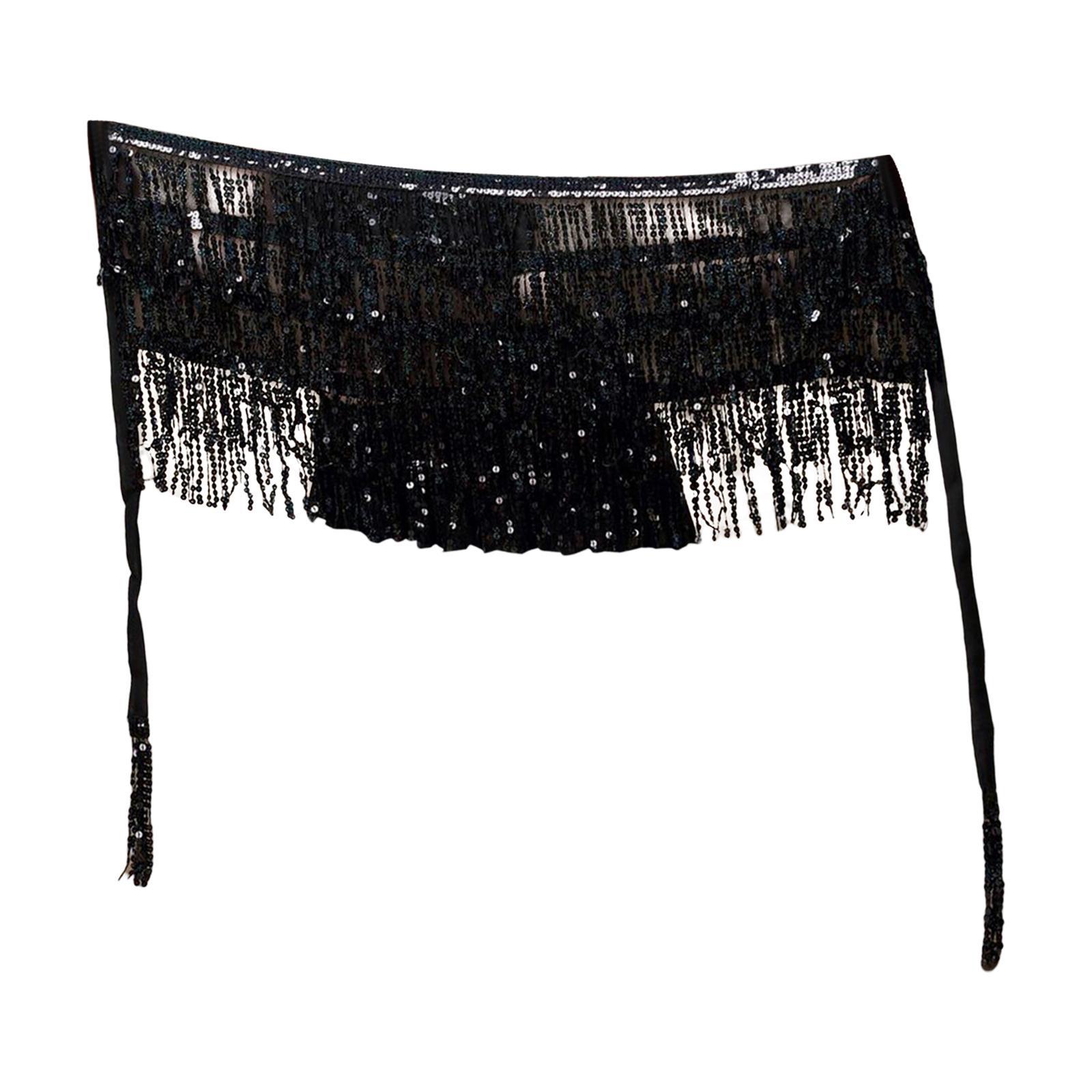 Bohemian Belly Dance Skirt Waist Chain Sequined Tassel Sequins Fringe Costume for Party