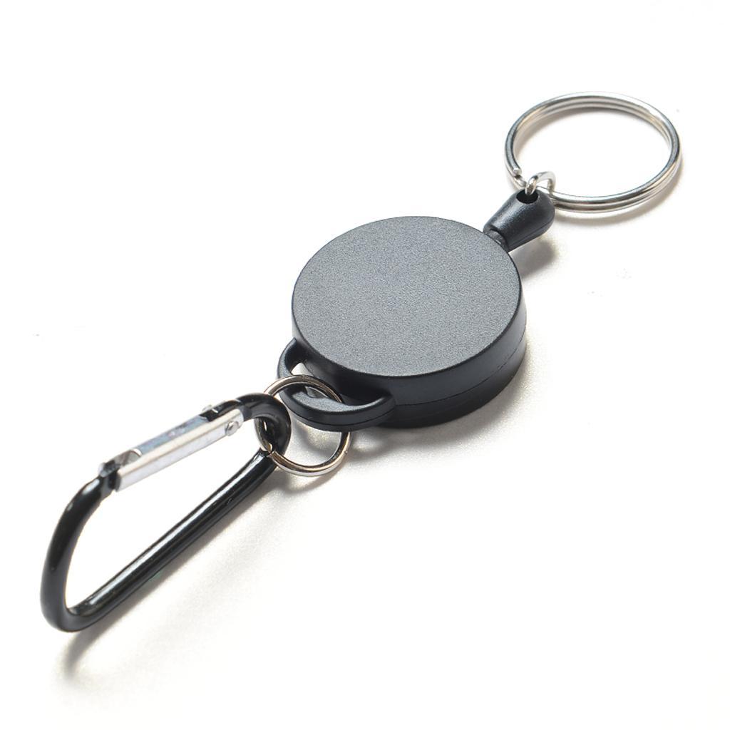 2 Pieces Retractable Key Chain Steel Reel Recoil Chain Key Ring Belt Clip