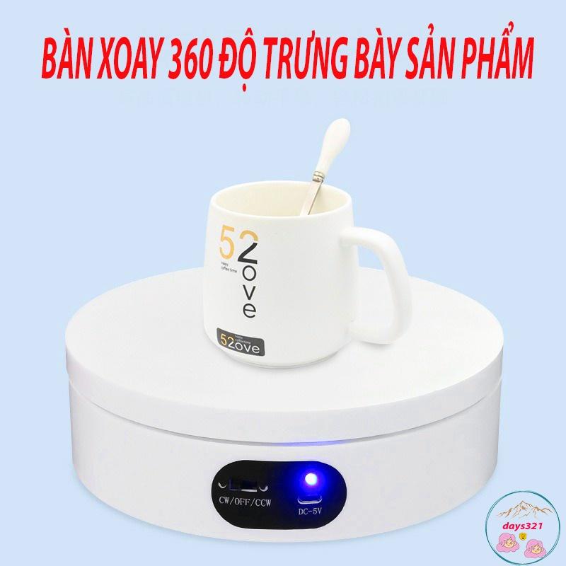 Đế xoay, bàn xoay trưng bày chụp hình ảnh sản phẩm xoay 360 độ đủ 2 màu đen, trắng