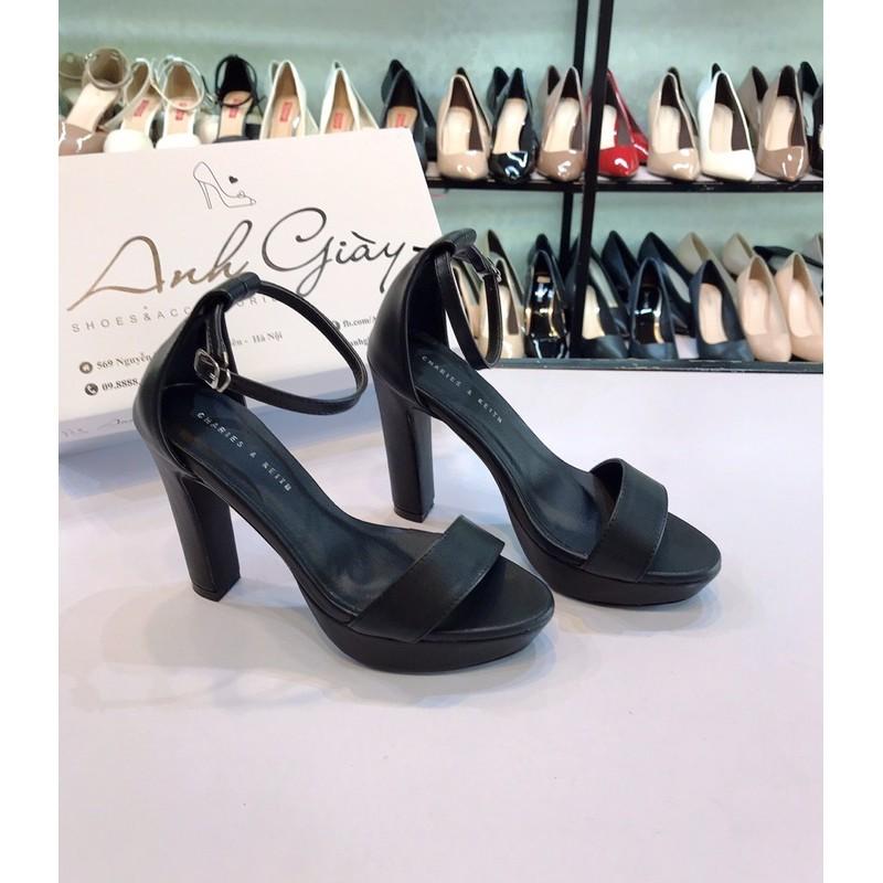 SD08 - Sandal quai ngang da lì bít gót đúp đế 12p